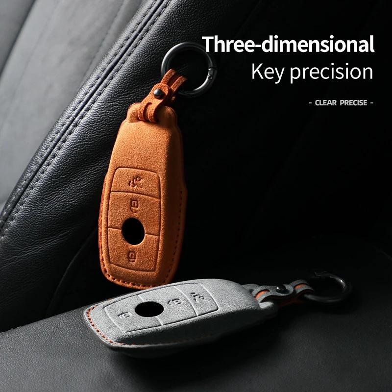 Styling Mouldings For Mercedes Benz A C E S G Class GLC CLE CLA GLB GLS W177 W205 W213 W222 X167 AMG Suede Leather Car Key Case
