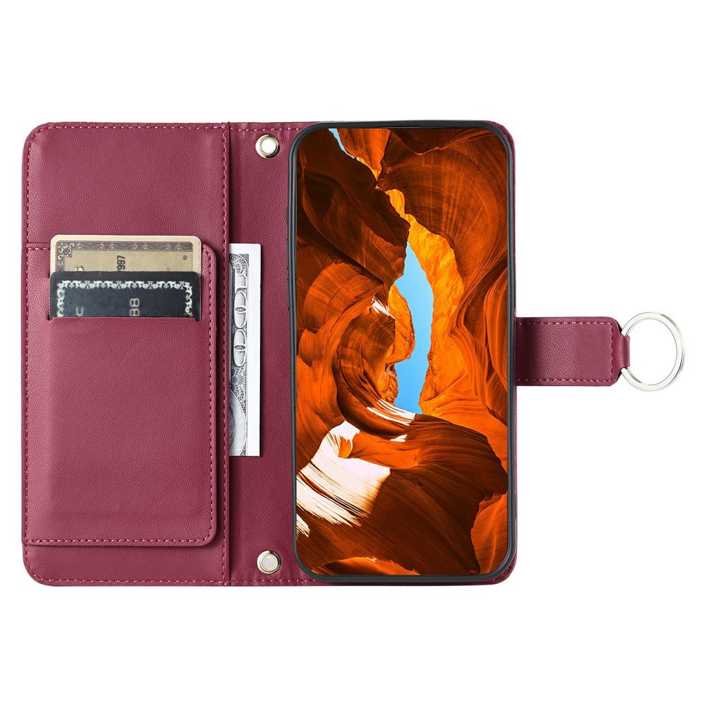 Crossbody Leather Case for Xiaomi Redmi 13 5G/4G/Poco M6 Plus 5G/Poco M6 4G/Redmi Note 13R 5G Rhombus Mobile Cover