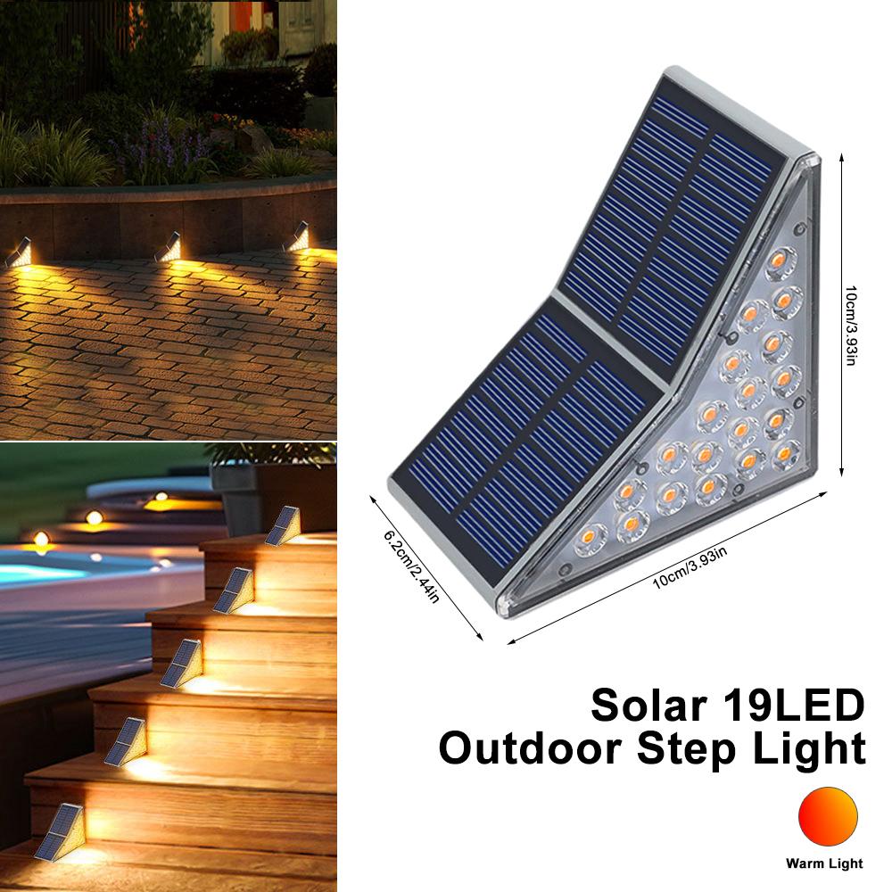 

1-6PC Solar Stair Lights Outdoor 19LED Solar Step Wall Lights Waterproof Solar Powered Light Deck Step Front Porch Backyard 1pc