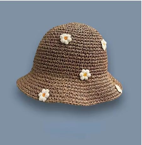 Summer Sun Hat Korean Wide Brim Straw Hat Women Foldable Panama Cap UV Sun Cap Boho Flower Fishing Vacation Beach Hat