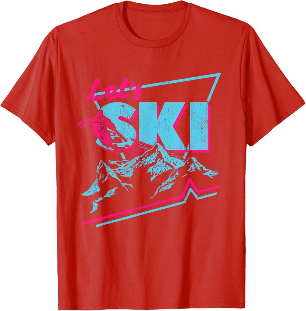 Retro 80er 90er Ski Grafik T-Shirt Vintage Neon Berg Schneesport T-Shirt