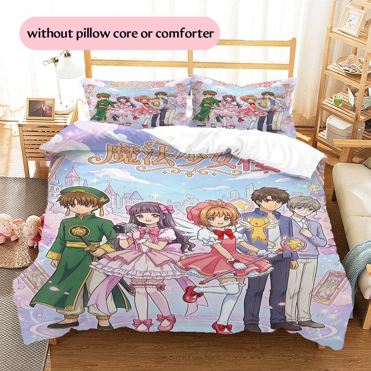 

Cardcaptor Sakura Movie & Group Poster Pattern Bedding Home Decoration Festival Gift (1 * duvet cover + 2 * pillowcase, without core) 135x200cm