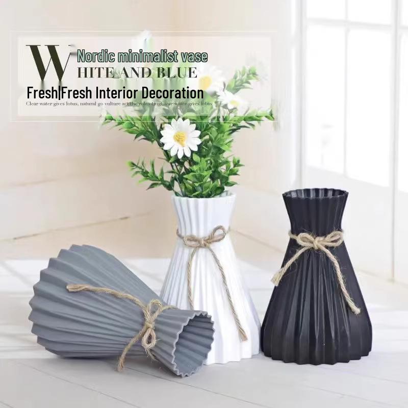 Hemp Rope Ripple Vase with Origami Design for Dried and Artificial Flowers