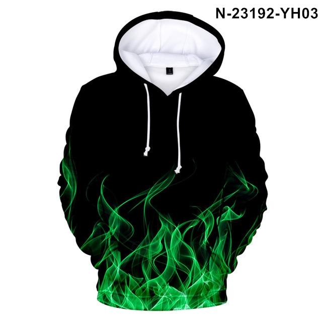 3 To 14 Years Kids Hoodie Blue And Purple 3D Fire Flame Clothing Boys Girls Hoodies Sweatshirt Harajuku Coat
