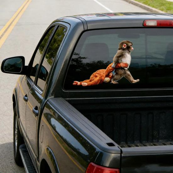 Monkey Stickers Adorable Baby Monkey Window Decal for Car And Glass Surfaces Easy to Install Remove No Residue Vinyl Cute Animal Decoration