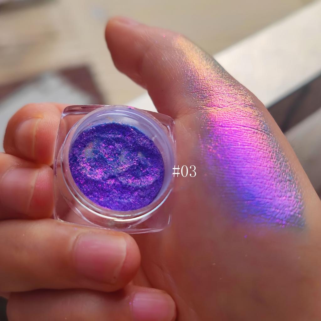 Chameleon Glitter Sparkle Eyeshadow Powder Color Gradient Eyeshadow Highly Pigmented Shimmer Multi-Reflective Finish Long-Lasting Chrome Eyeshadow