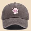 Cartoon style pink piggy print baseball cap adjustable unisex music hat
