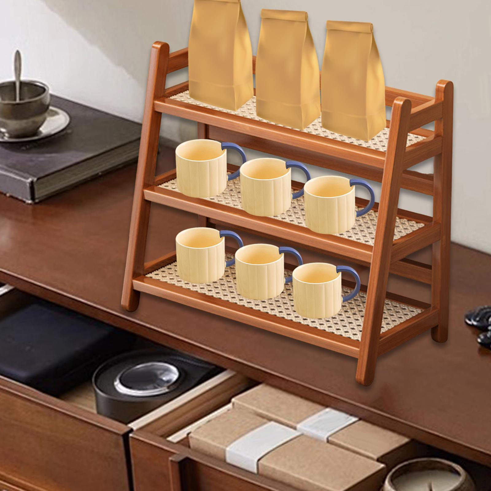 

Трехуровневая подставка для бутылок с сиропом и чашек на кухонной столешнице Brown