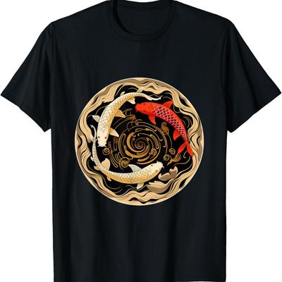 Koi Karpfen Ying Yang Nishikigoi Fisch Kirschblüte T-Shirt(43)