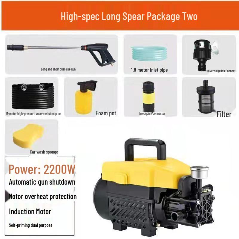 220V Portable High-Pressure Automatic Car Washer with Brush and Water Gun