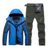 Men's 2023 Winter Hooded Ski Suit with Fleece Lining - Thick, Waterproof & Windproof Pants Set
