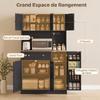 Buffet high cuisine, kitchen cabinet, charging station, 6 doors, worktop, spice rack, 100x40x173cm, black