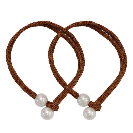 1 Pair Curtain Tiebacks for Drapes, Adjustable Curtain Rope Tie Backs, Faux Pearls Cord Curtain Buckle Holder for Home Hotel Office Window Drapery L