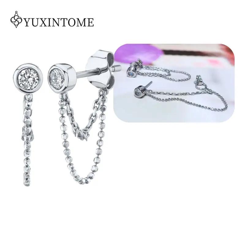 925 Silver Ear Needle Crystal White Zircon Silver Series Tassel Drop Earrings Luxury Fashion Party Jewelry Accessories