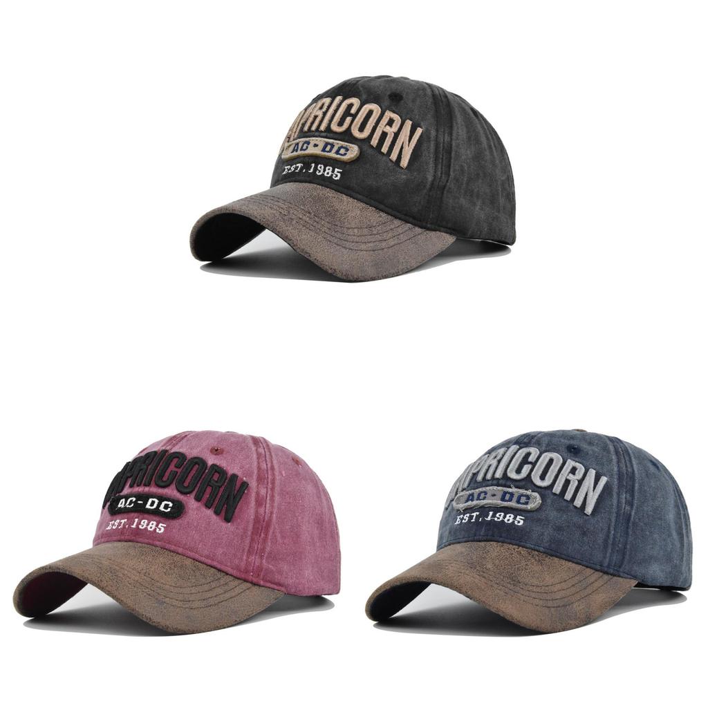 Cap Stylish Baseball Vintage Washed Embroidered Wide Brim Cotton Hat Material