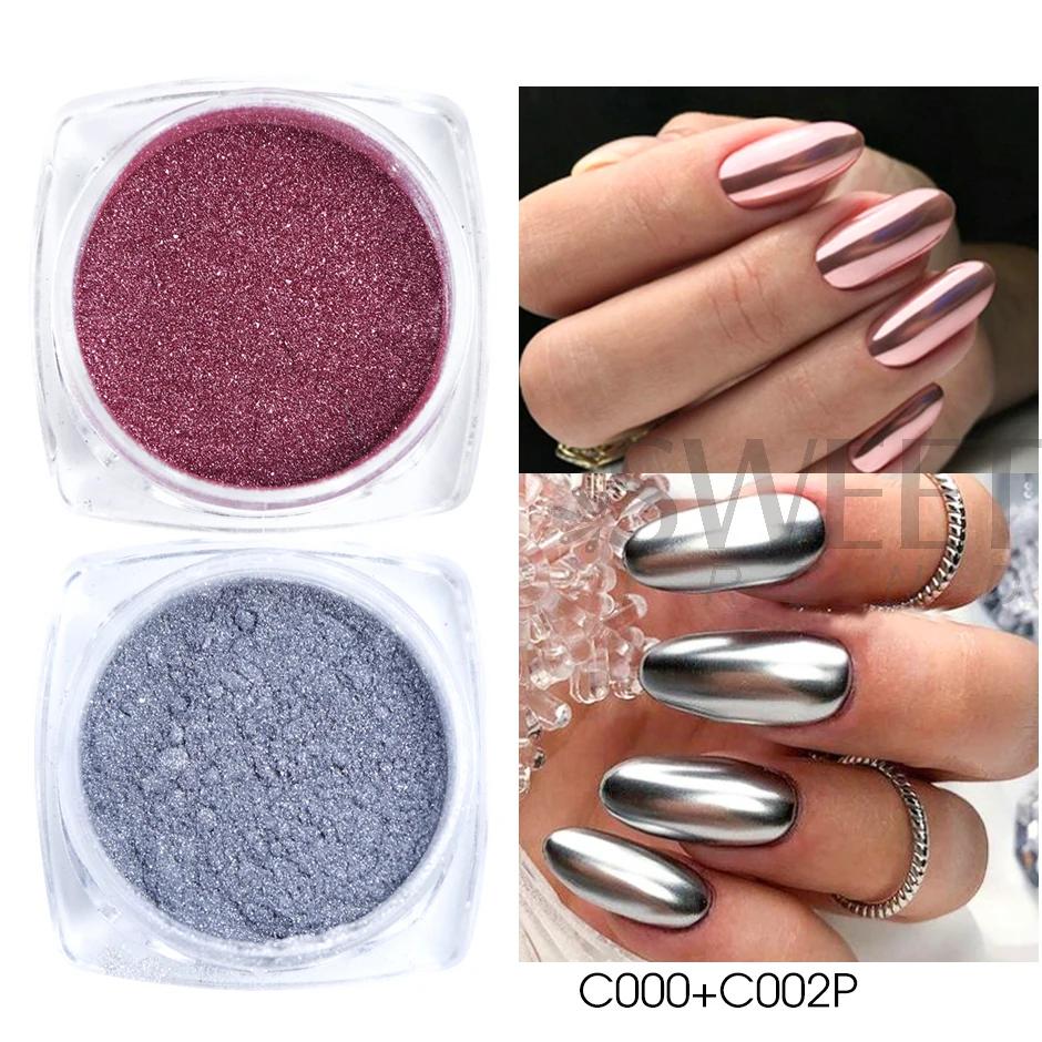 

2 шт. волшебная зеркальная пудра золото серебро хром блестки для ногтей металлическая пыль для втирания гель-лак пигмент сияющий металлический маникюр декор
