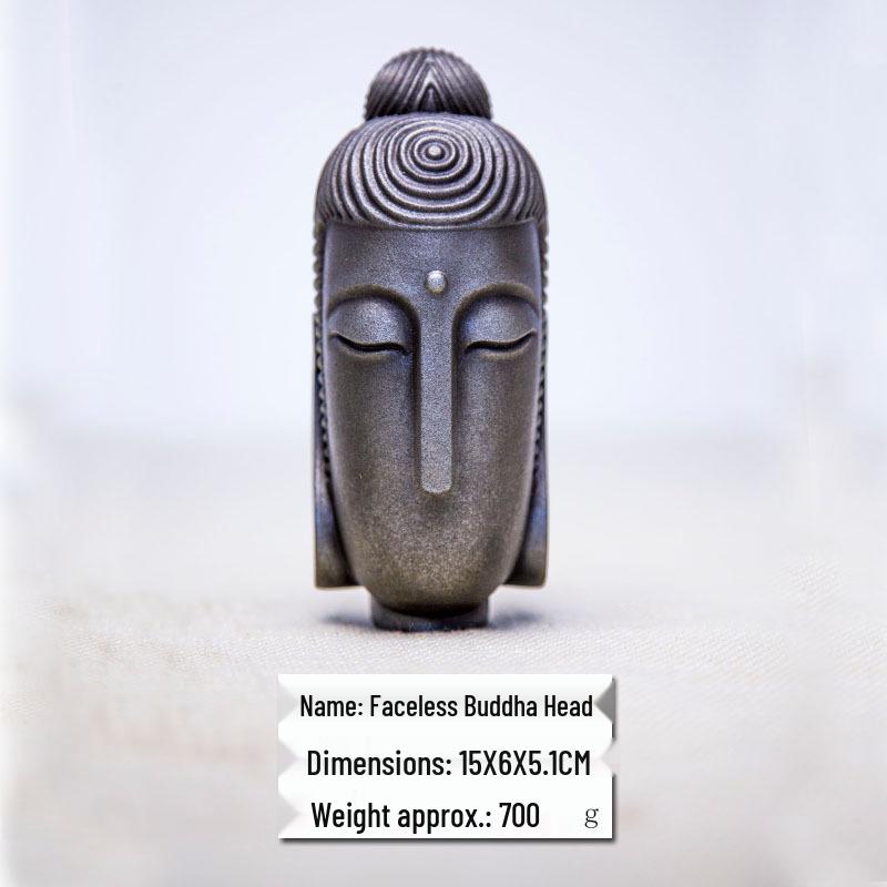 

Chinese Zen Buddha Head Retro Desktop Ornament 15cm
