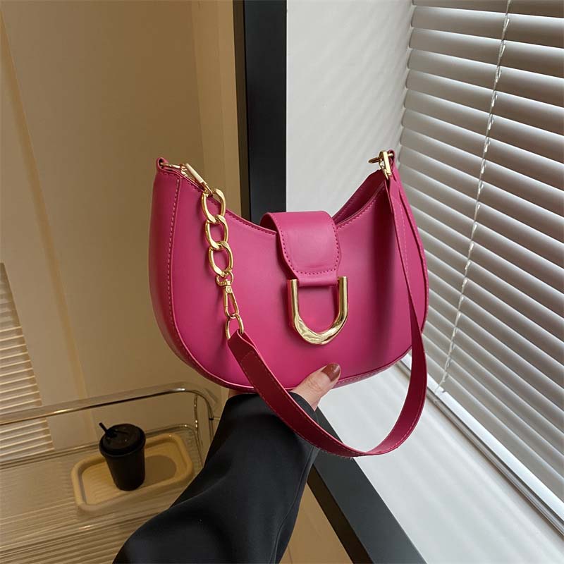 Fashionable Solid Color Shoulder Bag Women Handbag Female Small Underarm Bags Tote Purses