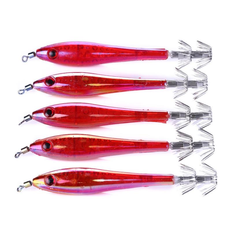 Lure Bait Set with Luminous Squid Jigs9.5cm6gSea Fishing Bass and Mandarin Fish Special Bionic Lure with Hook5Set