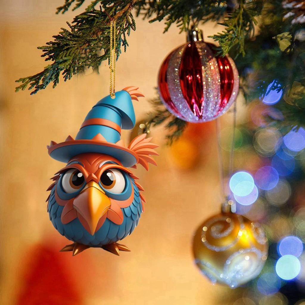 Turkey Cartoon Adorable Acrylic Car Ornament For Joyful Holiday Decor Tree