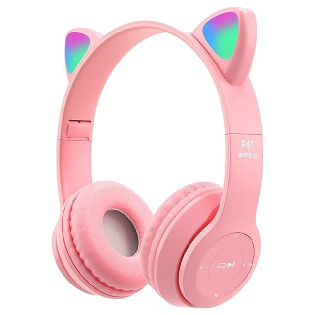 Flash Light Kids Children Headphone Voice Control Bluetooth-Compatible Pink Little Girl Earphone Gift Cartoon Phone Headset Gift
