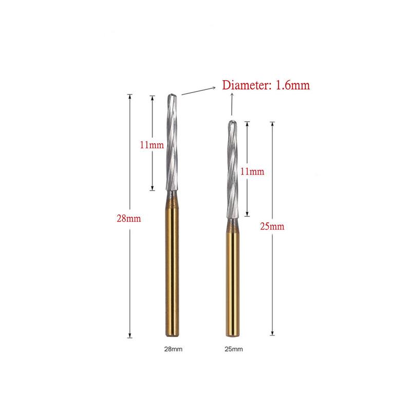 6 piezas/caja de 25 mm/28 mm, brocas de pulido Zekrya de alta velocidad, brocas de carburo de tungsteno dentales, brocas quirúrgicas para odontología