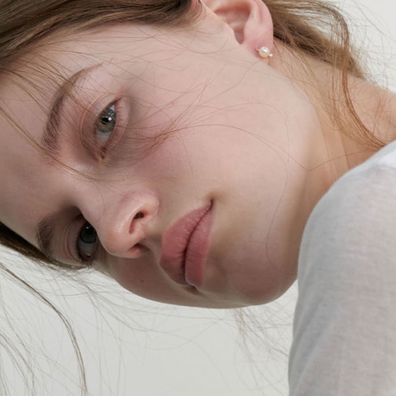 LOVE ME MONSTER [Silver] 5mm Pearl Ring Earrings (L241MER070)