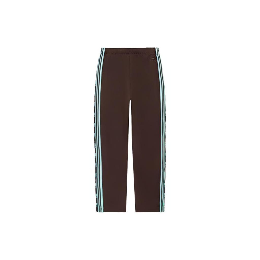 Li-Ning Fashion Series French Side Stripe Straight Knit Sports Pants Unisex Bottoms Brown AKLS869-2