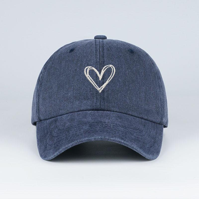 

Y2K-Style Heart Embroidered Baseball Cap | Vintage Washed Distressed Dad Cap | Breathable, Adjustable Sun Hat | Everyday Style C