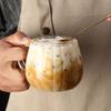 Enkellaagse Beker van Hoog Borosilicaatglas met Lepel Set Verticale Streep Pompoenvorm Glazen Beker Draagbare Creatieve Koffiemok