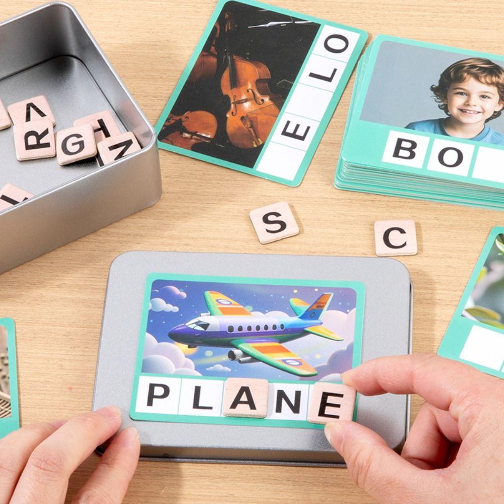 Alphabet Spell The Word Game Wooden Puzzle Letter Spelling Block  Educational Toy