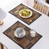 2PCS Heat-Resistant Bamboo Placemat Rectangular Heat-insulating Pad Dining Table Mat  Restaurant