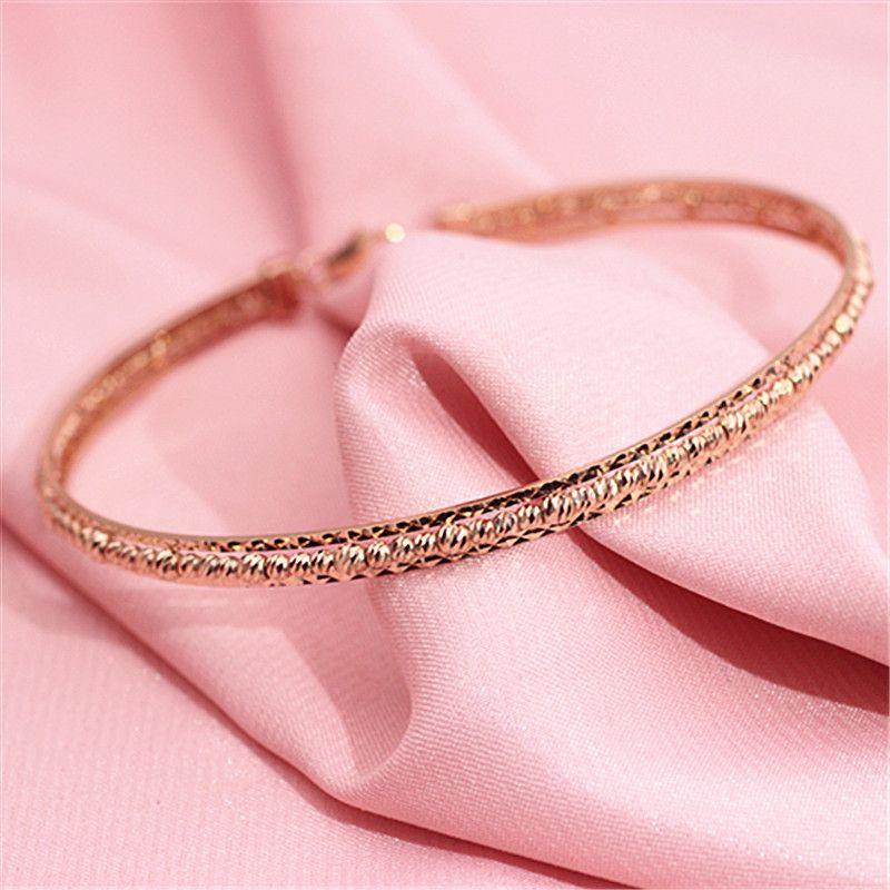 Pure Purple Gold Shiny Bead Bracelet Simple Foreign Gas Plated Colored Gold Plated Rose Gold Exquisite Jewelry