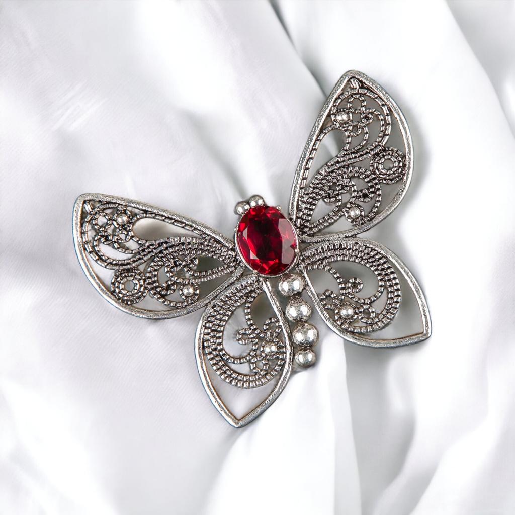 Natural Gemstone Butterfly Pendant, Elegant And Artisan Jewelry 925 Silver 1.66" CP-13