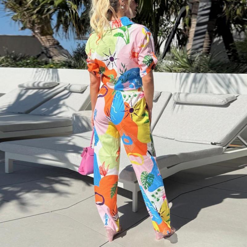 Printed Fashionable Casual Pants Set Women's Hipster Street Style