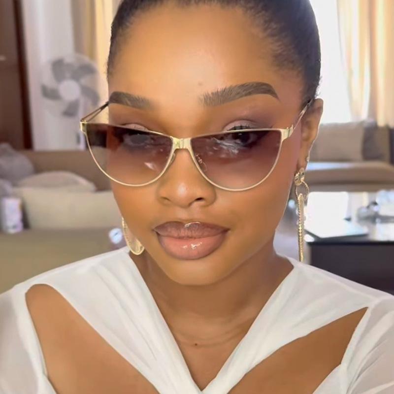 New Luxury Sexy Cat Eye Women Sunglasses  Fashion Retro Punk Metal Frame Men Outdoor Travel Driving Uv400