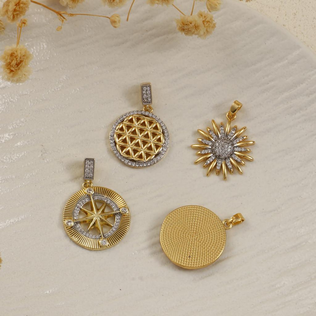 1 Stück Messing Anhänger 18K Gold Plated Sonnenblume Stern Micro Pave Klar Zirkonia Anhänger Für DIY Halskette Schmuckherstellung