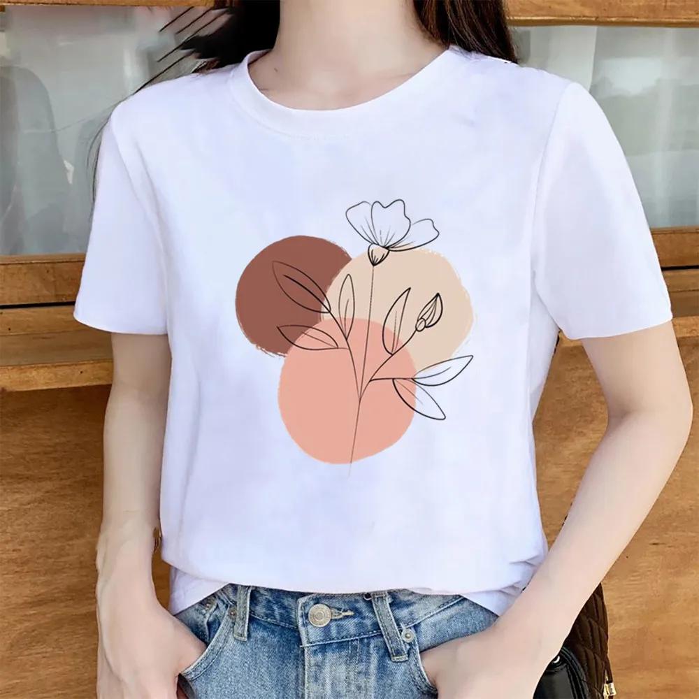 Womens Trendy Short Sleeve Tshirt Cartoon Plant Beach Print Casual Graphic Regular Fit Womens Clothing Fashion T Shirts