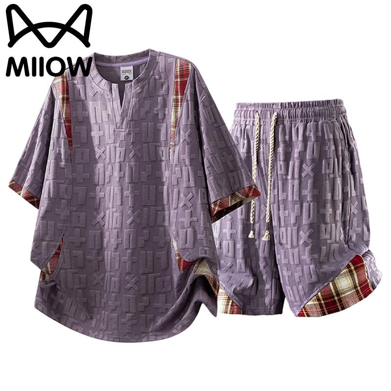 Мужской летний комплект MiiOW с коротким рукавом и шортами 5XL фиолетовый
