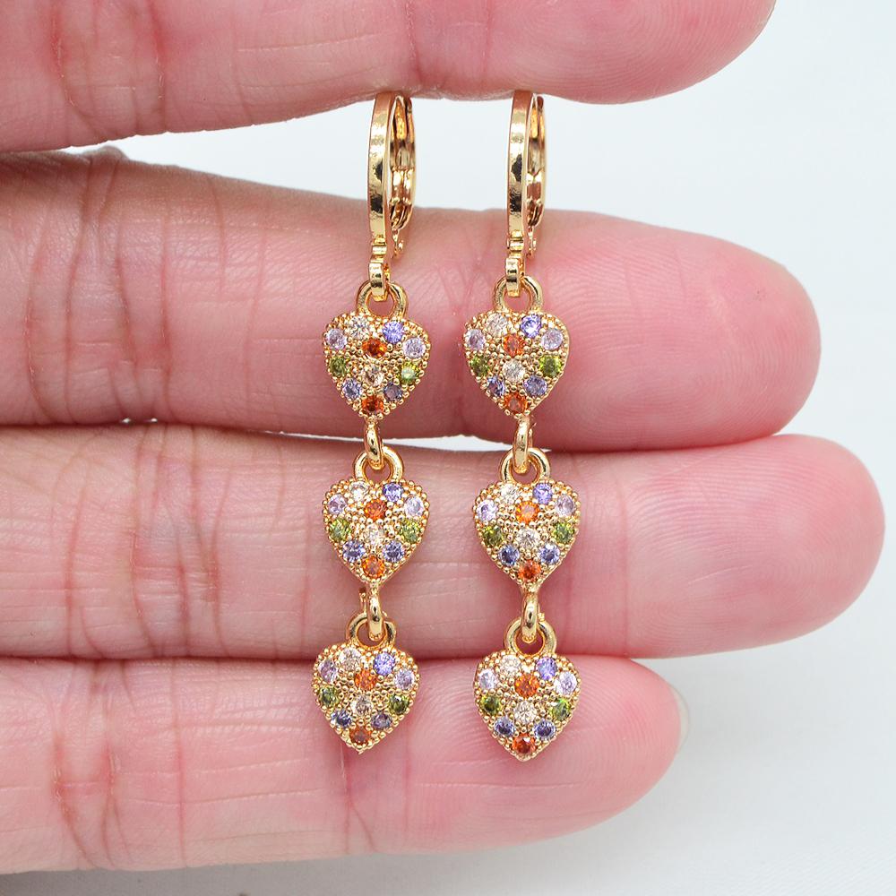 

Женская мода Черный цирконий CZ Любовь Сердца Серьги-капли Ювелирные изделия разноцветный