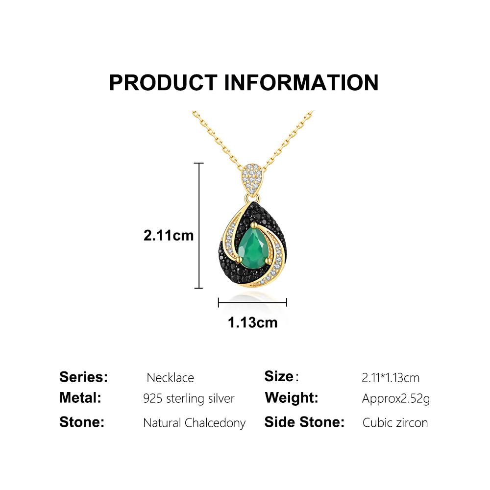 Luxury 925 Sterling Silver Pendant Necklace Natural Agate Pear 5*7mm Real Gemstones Vintage Fine Jewelry for Women's Party Gifts