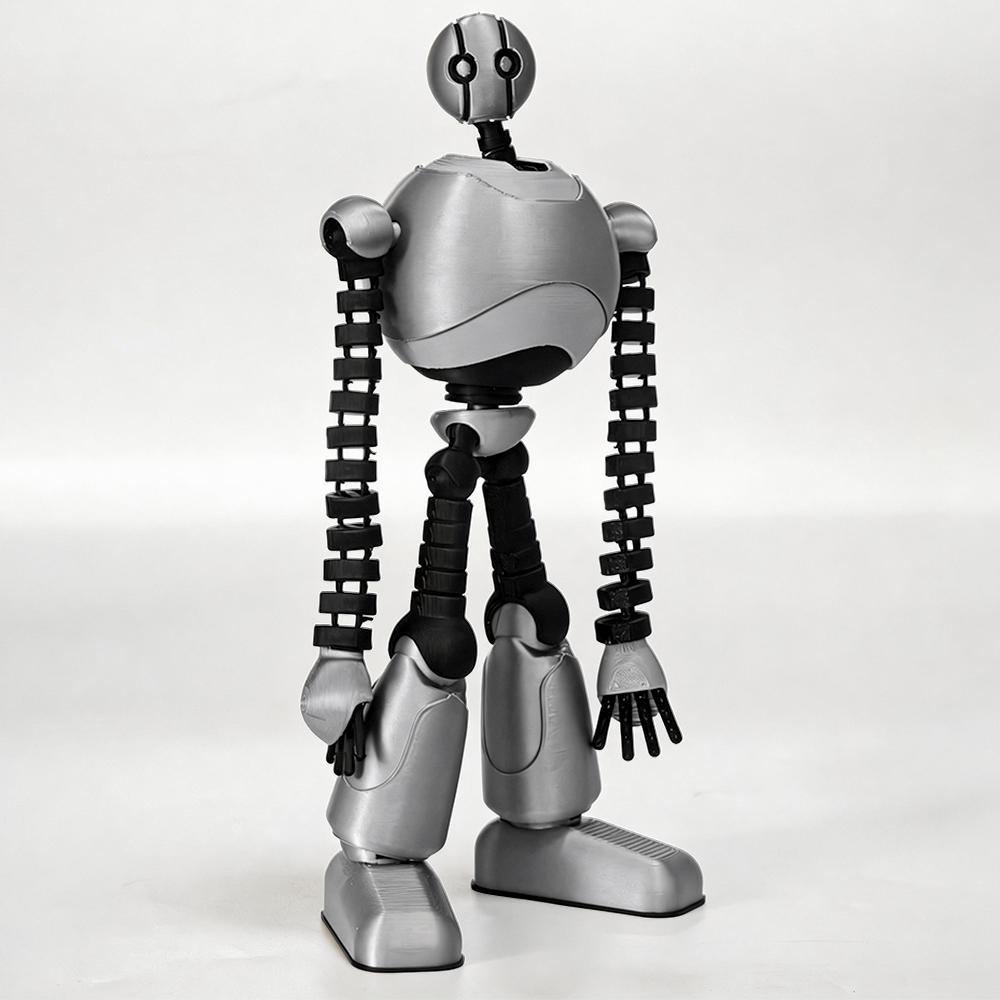 3D Printed Articulated Robot Action Figure, Silver & Black Sci-Fi Model Poseable Desktop Collectible Toy & Display белый