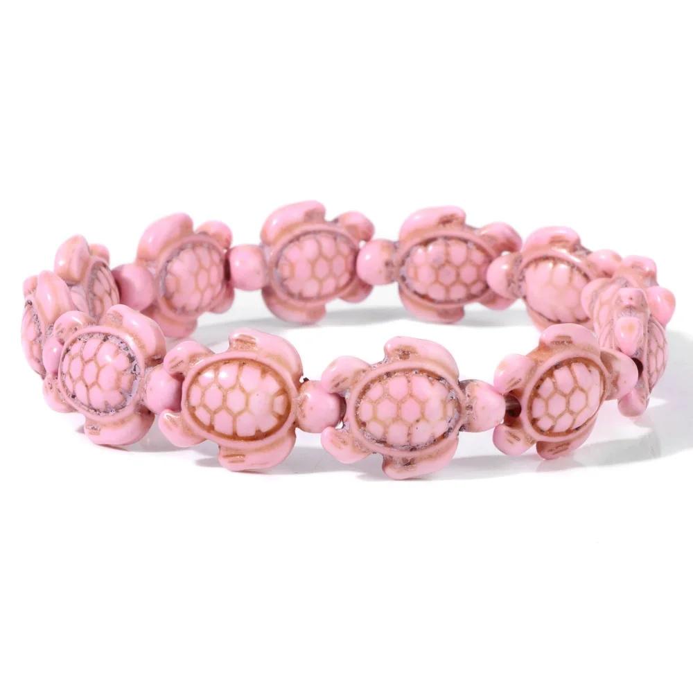 Gorąco sprzedające się bransoletki z koralików z żółwi morskich turkusowa czaszka elastyczna rozciągliwa bransoletka kobiety mężczyźni przyjaźń lato plaża biżuteria prezenty