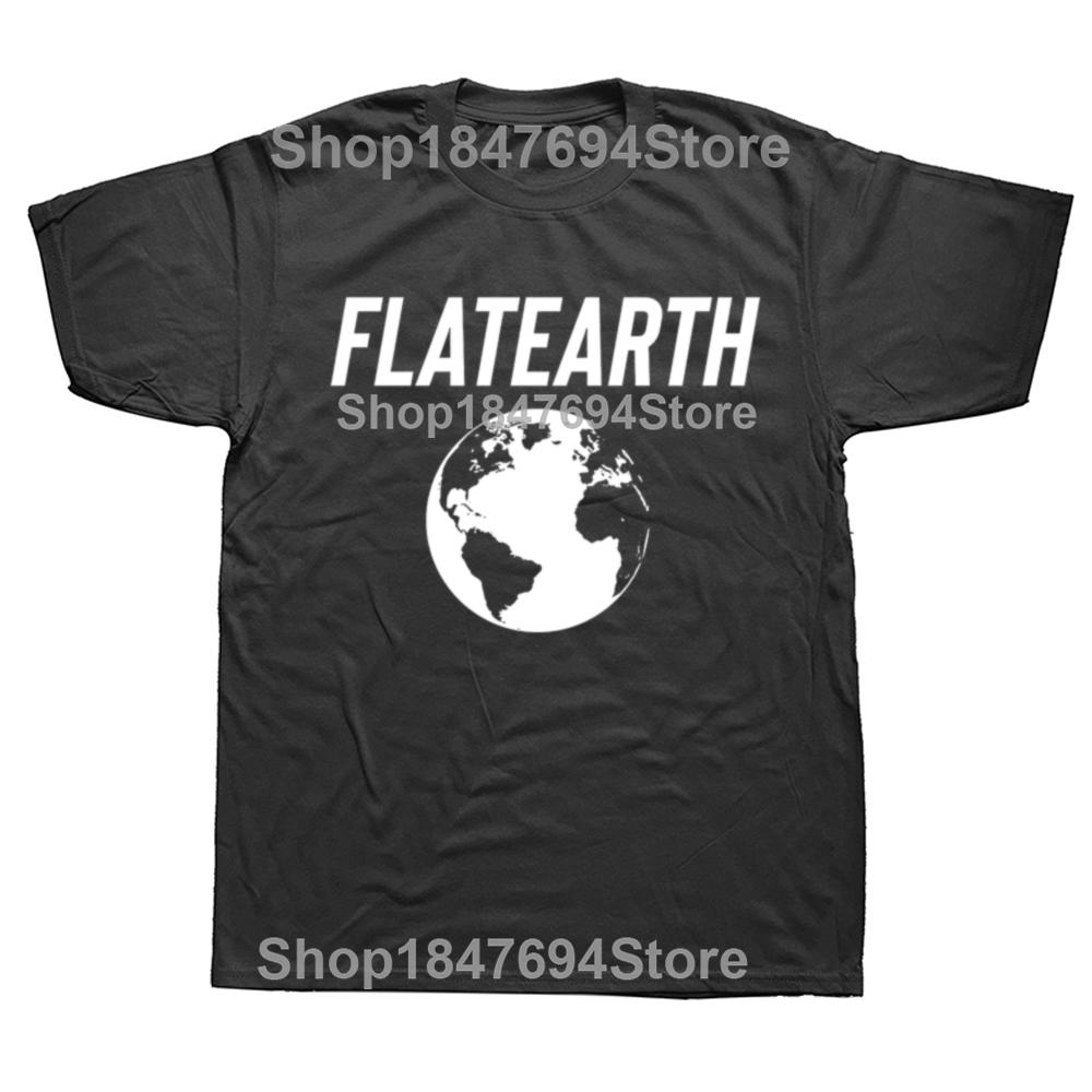 Lustiges Flache Erde Klassische Grafik 100% Baumwolle T-Shirts Herren Damenmode Lässiges T-Shirt Locker Übergroß Streetwear T-Shirt