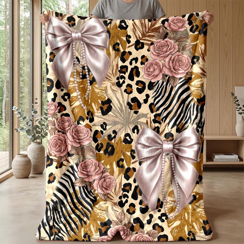 Leopard and Zebra Elegance 2 Theme Blanket Lightweight Warm Flannel Blanket Decorative Throw Blanket for Home Decoration