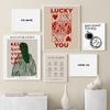 Aesthetic Gallery Wall Print Trendy Retro Coffee Lucky You Art Poster Home Decor Ideas Living Room Wall Pictures Canvas Painting