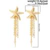 SHIXIN Boho Starfish Imitation Pearl Crystal Long Tassels Pendant Earrings Women Trendy Summer Piercing Drop Earring Y2K Jewelry
