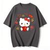 2026 Summer Hello Kitty Cartoon Printed Short Sleeve Pure Cotton Tshirt Womens Family Matching Outfits Classic Fashion Tee Top