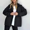 Windjacke für Damen Leichtgewichtige Druckknöpfe Reißverschluss Kapuzenjacke Taillenzug Kordel Winddichtes Oberbekleidungsstück mit Taschen für Reise Outdoor