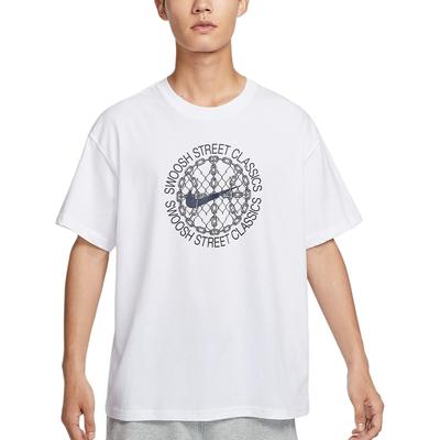 Max90 Basketball Letter Logo Print Comfortable Short Sleeve T-Shirt Men Tops White FZ8070100